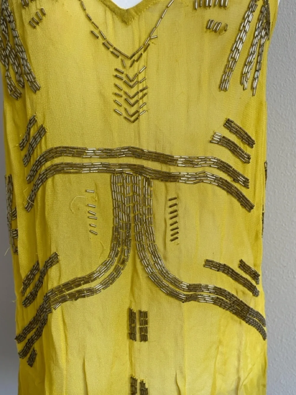 Free People Yellow Beaded V-Neck Women's Tank Top Size M